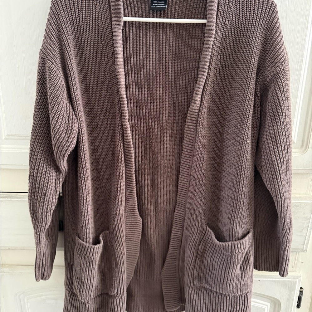 Elegant Taupe Open-Front Cardigan by [Brand]